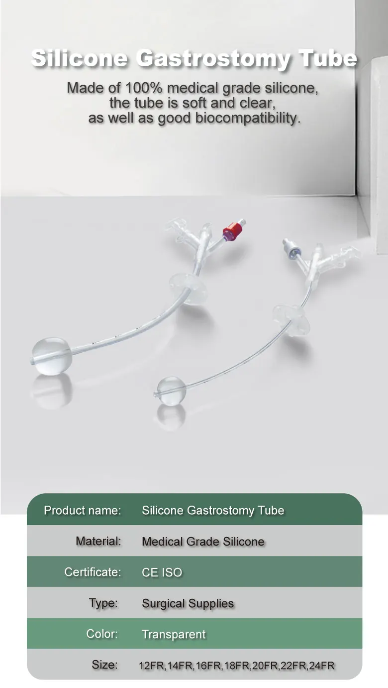 Tierarzt Silicone Gastrostomy Tube Multi Functional Connector X-Ray Imaging Disposable Gastrostomy Surgical Equipment For ICU