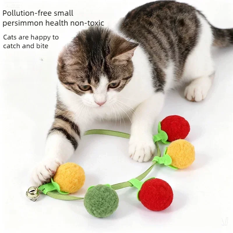 Durable Tomato Cat Teaser String Toy With Bell Self Play Interactive Kitten Toy Boredom Relief Essential Pet Supplies For Cats