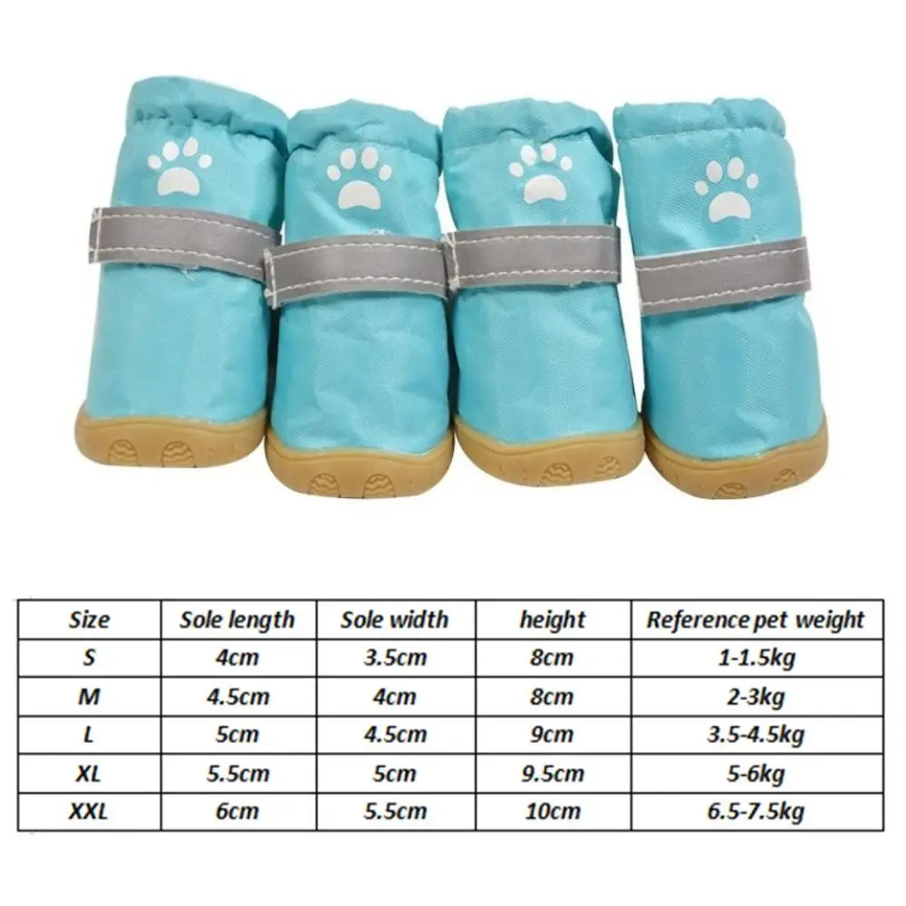 4pcs/set Pet Footwear Waterproof Pet Dog Shoes Anti-slip Wear Resistant Puppy Booties Reflective Pet Rain Shoes Small Medium Dog
