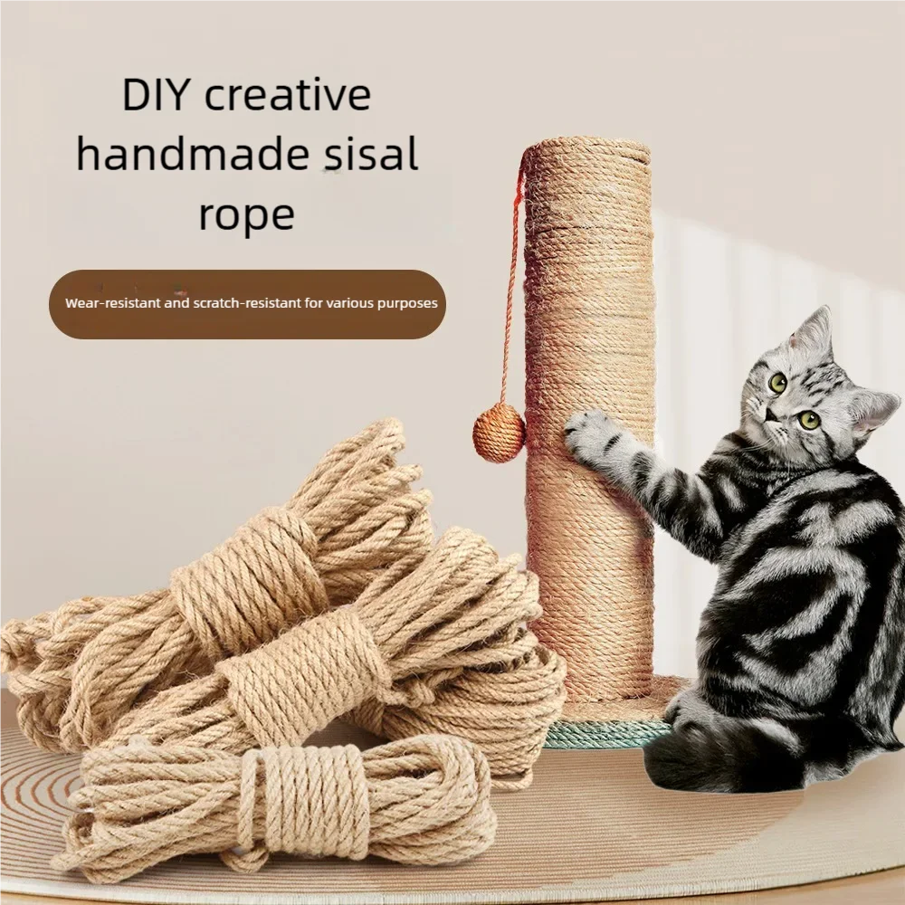 Natural Sisal Rope Cat Scratcher Rope Tree Scratching DIY Toy Paw Claw Furniture Protector Scratching Post