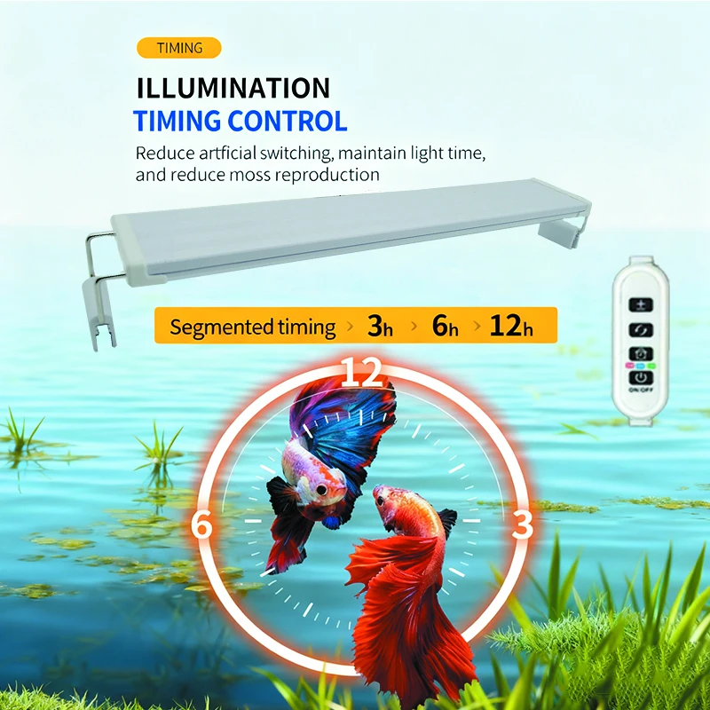 USB Fish Tank Clip Light, Dimmable Color, LED Aquarium Light for Aquatic Plant Grow Landscapes Decoration with Timer Function