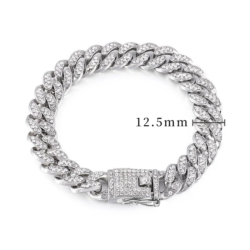 Luxury Designer Dog Collar Bling Diamond Pet Chain for Small Medium Large Dogs Cat Puppy Gold Necklace Jewelry Dog Accessories