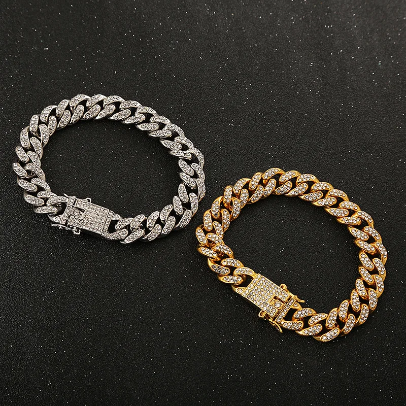 Luxury Designer Dog Collar Bling Diamond Pet Chain for Small Medium Large Dogs Cat Puppy Gold Necklace Jewelry Dog Accessories