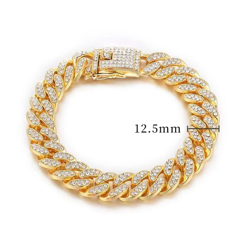 Luxury Designer Dog Collar Bling Diamond Pet Chain for Small Medium Large Dogs Cat Puppy Gold Necklace Jewelry Dog Accessories