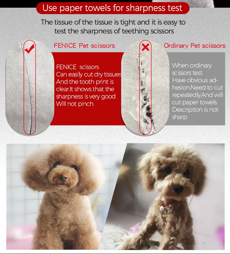 Fenice 7.25 Inch Professional Diamonds Screw Curved Chunker Scissors Pet Grooming Shears JP440C Thinner Shears for Dogs