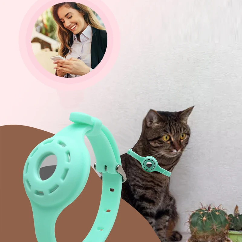 For Apple Airtag Case Cat Collar Silicone Puppy Collar for Dog GPS Finder Anti-lost Location Tracker Pet Products Accessories