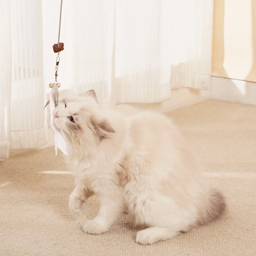 Cat Toy Interactive Cats Leak Food Feather Toys with Bell Hanging Door Scratch Rope Pets Food Feeder Dispenser Kitten Catnip Toy