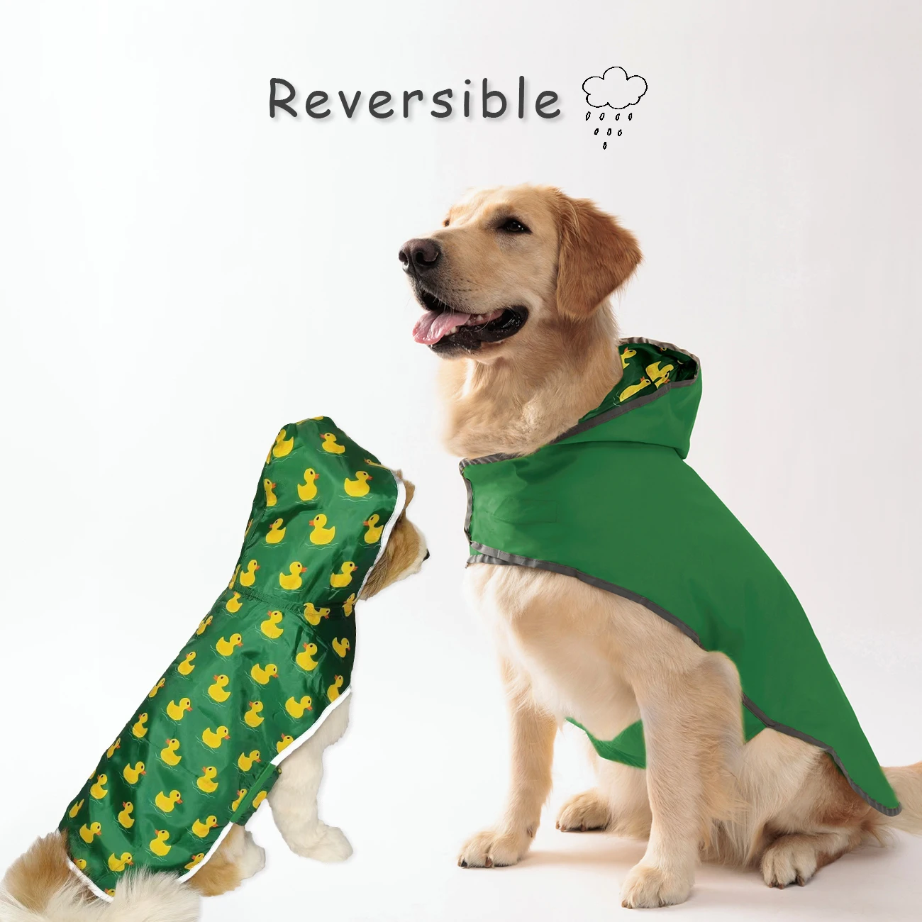 All Weather Dog Raincoat: Dual-sided Waterproof Coat with Polyester Fiber PU Coating and Quick-Adjust Velcro Closure