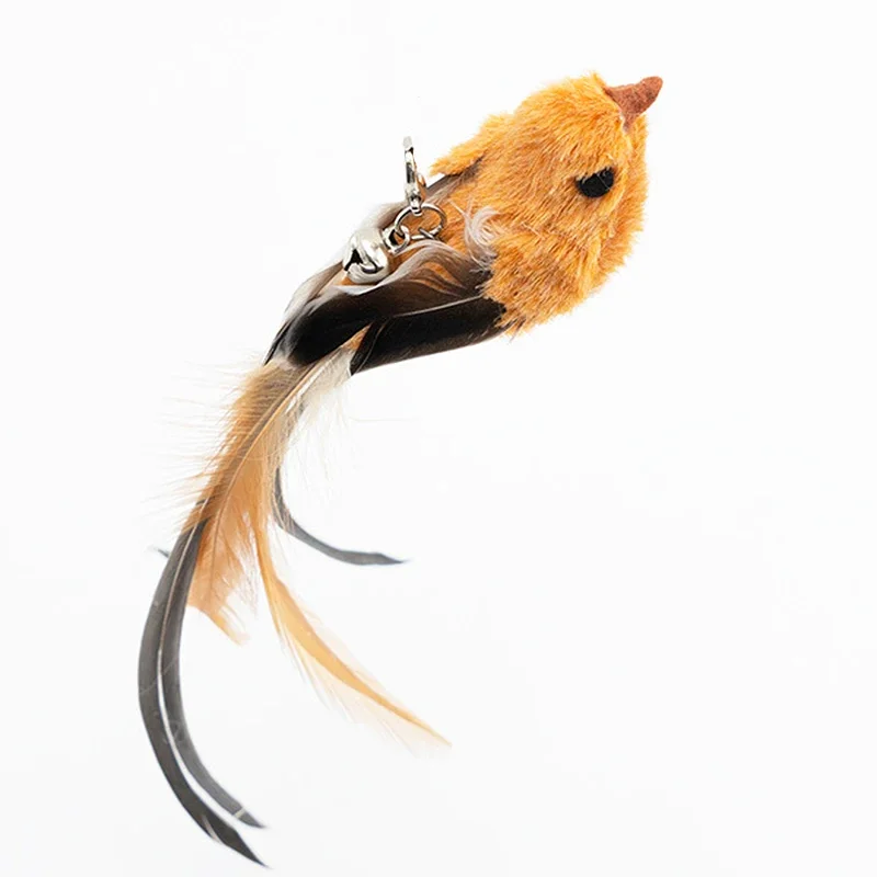 Simulated Bird Cat Toys Upgraded Epoxy Sucker Steel Wire Long Rod Feather Cat Teasing Stick Cat Self Hi No Harmful Ingredients