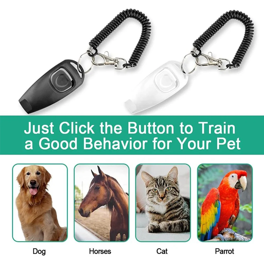 2 In 1 Pet Dog Clicker Dog Training Whistle Dog Trainer Puppy Stop Barking Training Aid Tool with Key Ring Pet Dog Supplies