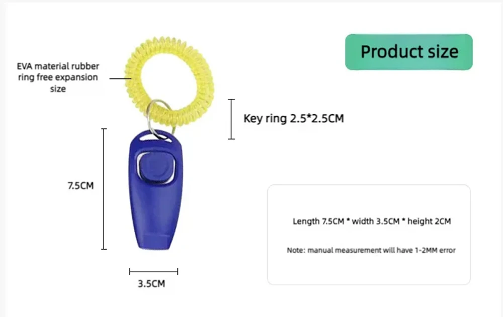 2 In 1 Pet Dog Clicker Dog Training Whistle Dog Trainer Puppy Stop Barking Training Aid Tool with Key Ring Pet Dog Supplies