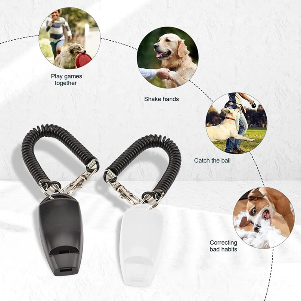 2 In 1 Pet Dog Clicker Dog Training Whistle Dog Trainer Puppy Stop Barking Training Aid Tool with Key Ring Pet Dog Supplies
