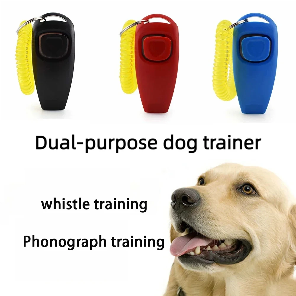 2 In 1 Pet Dog Clicker Dog Training Whistle Dog Trainer Puppy Stop Barking Training Aid Tool with Key Ring Pet Dog Supplies