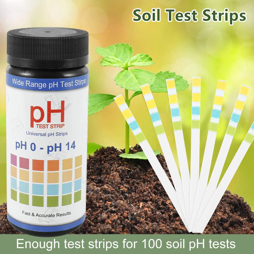 0-14 PH Test Strips Fast and Accurate Soil Testing Paper Soil Acidity Detector Plant Care Toolfor Indoor Outdoor Garden Lawn