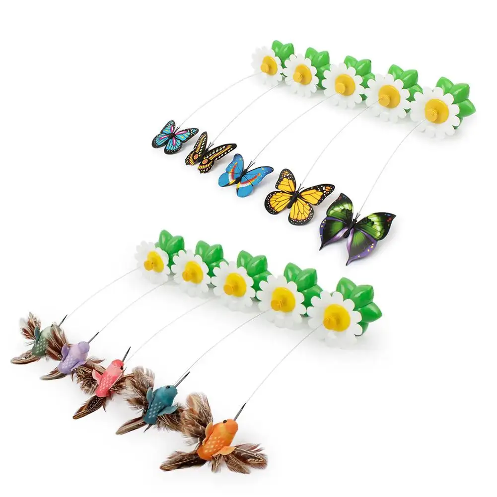 1PCS Electric Butterfly Cat Toy Shake Rotating Flying Automatic Humming Bird Intelligence Training Funny Pet Toys Random Color