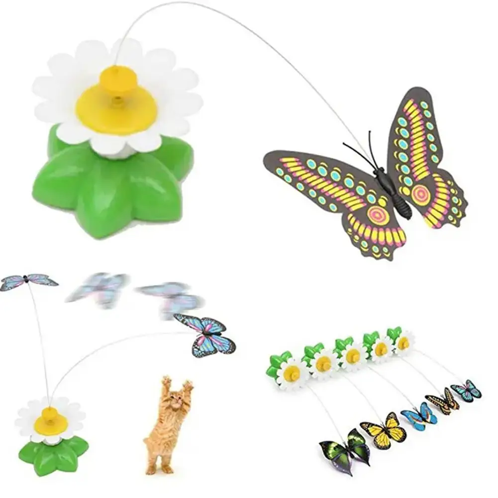 1PCS Electric Butterfly Cat Toy Shake Rotating Flying Automatic Humming Bird Intelligence Training Funny Pet Toys Random Color