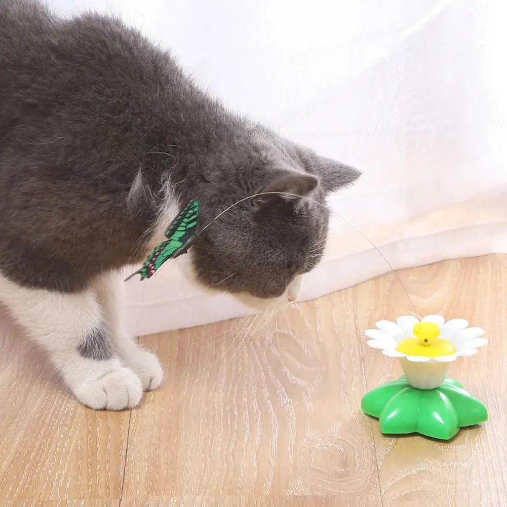 1PCS Electric Butterfly Cat Toy Shake Rotating Flying Automatic Humming Bird Intelligence Training Funny Pet Toys Random Color