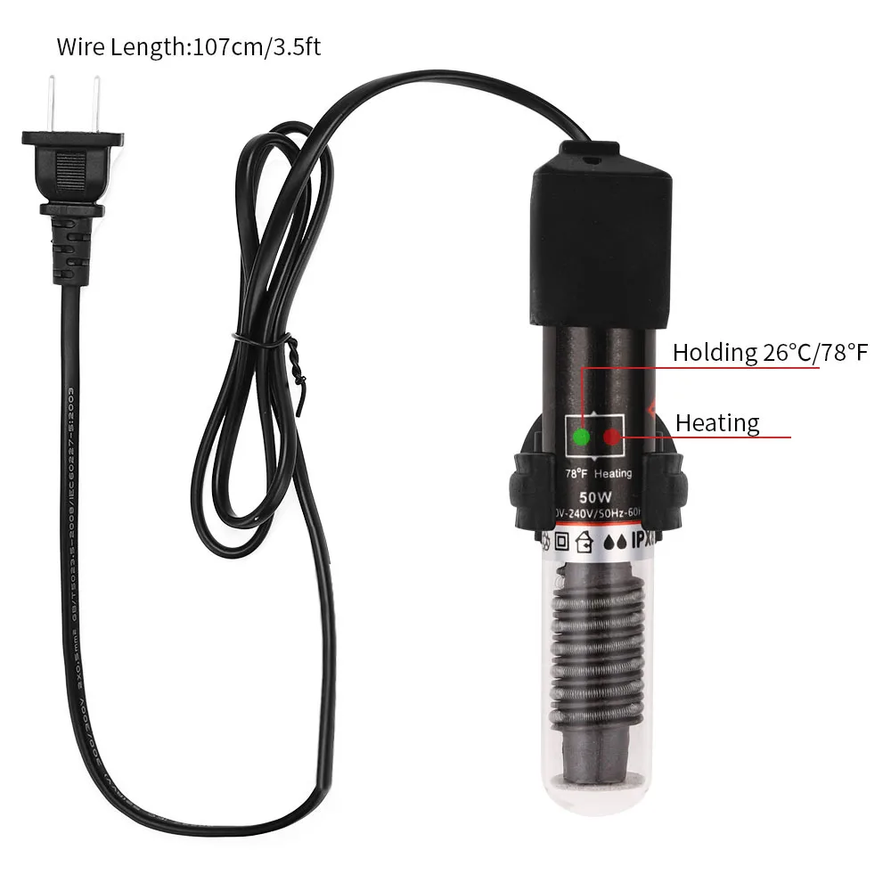 Mini Heating Rod 26°C Intelligent Constant Temperature Turtle Tank Aquarium Ultra-Short Glass Heating Rod Fish Tank