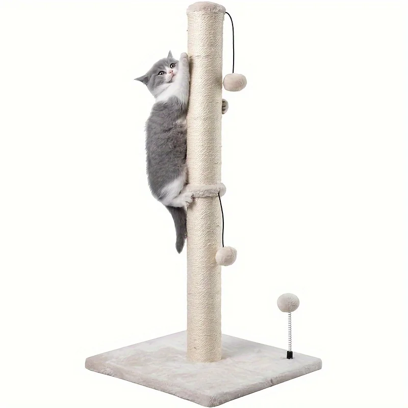 JTPAWS Cat Scratching Post Premium Basic Cat Scratching Indoor Sisal Scratching Post Tree Strap Hanging Ball for Adult Cat