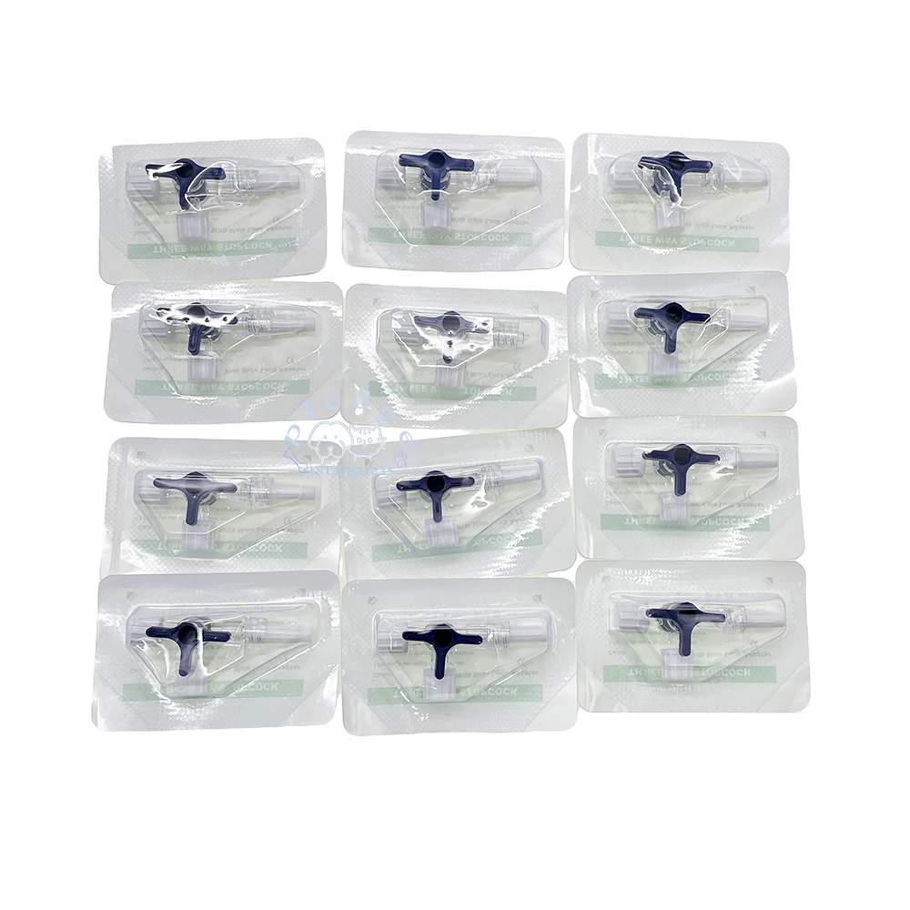 10pcs/30pcs/50pcs/100 Pet Medical EO Sterile 3 Way Tube Connector Stopcock With Luer Lock Valve Three Way Stop Cock Of Hospital