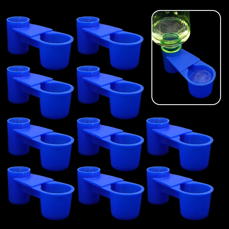 5/10/20Pcs Bird Quail Drinker Cups Water Bottle Cup Cat Chicken Pigeon Parrot Hamster Double Nozzle Water Guide For Bird Tools