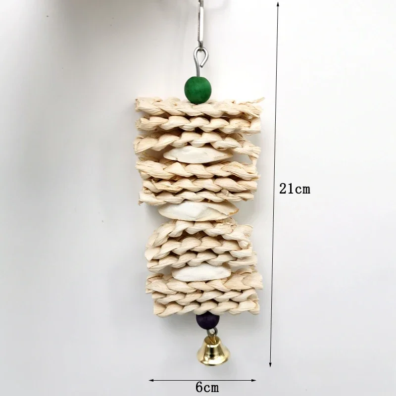 Bird Toys Chewing Toy Parrot Cage Bite Toys Corn Husks Color Wood Beads Entertainment Toys for Small and Medium Parrots Birds