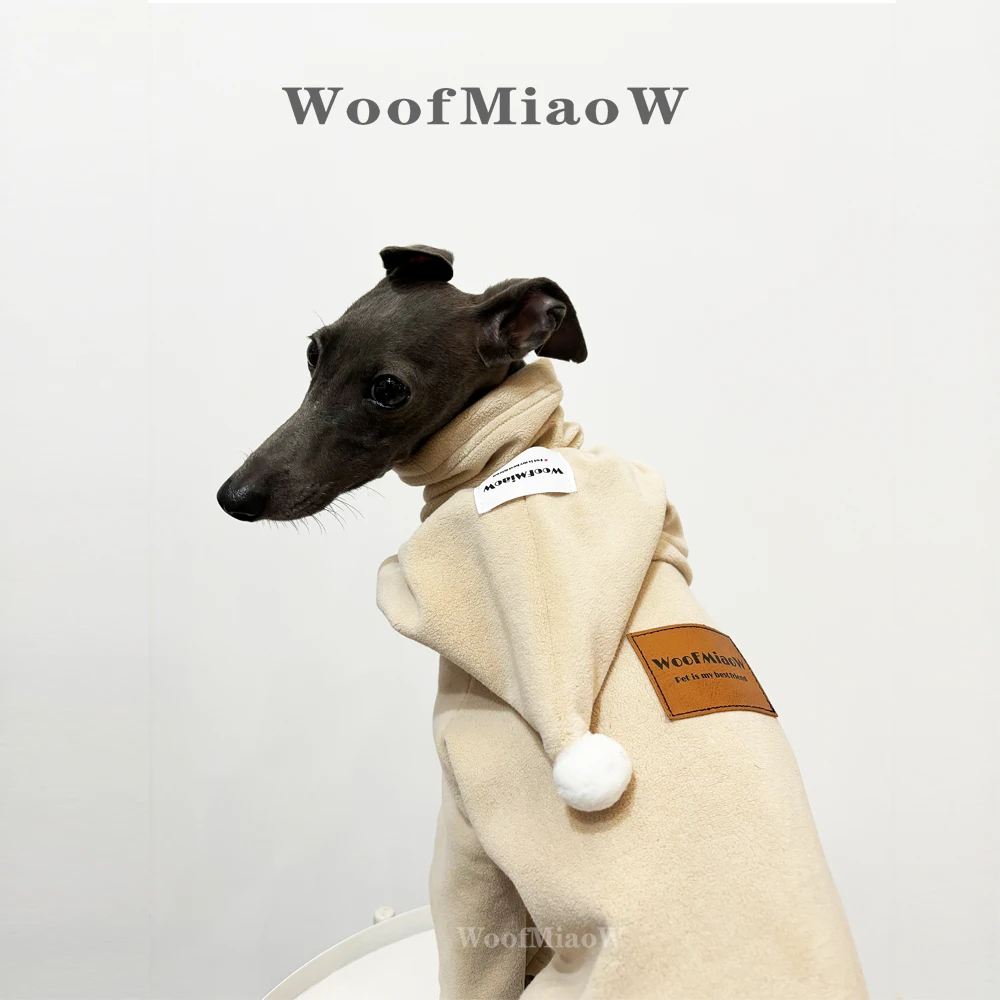 Dog Clothes for Italian Greyho with Hat Pure Color Four-legged Clothing Soft Stretchy Whippet Clothing Winter Warm Dog Clothing