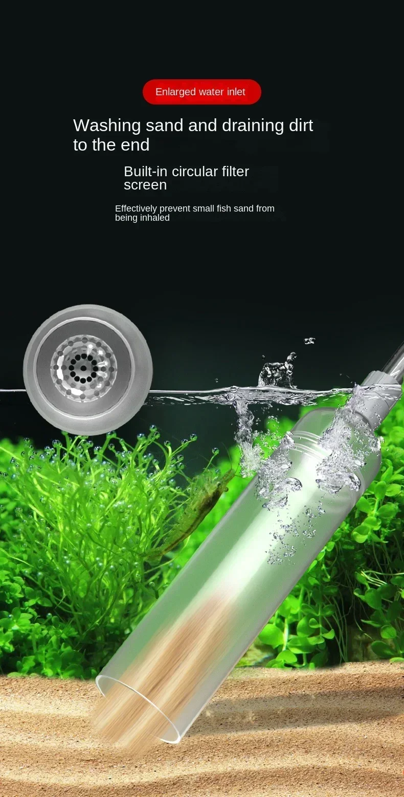 Siphon Pump with Filter Nozzle Fish Tank Water Changer Air Pump Cleaning Accessorie Handheld Aquarium Gravel Cleaner Vacuum Tool