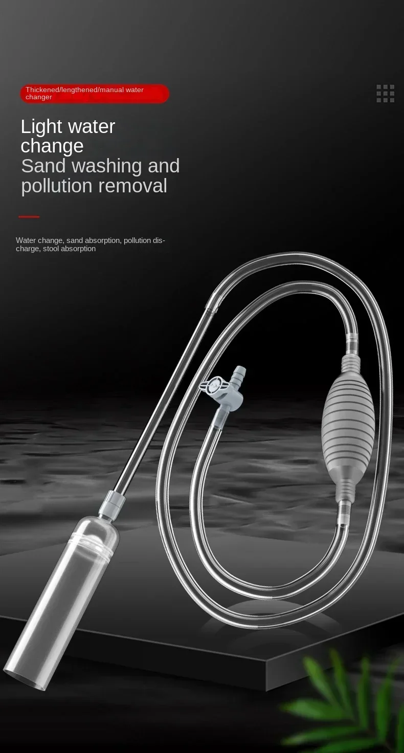 Siphon Pump with Filter Nozzle Fish Tank Water Changer Air Pump Cleaning Accessorie Handheld Aquarium Gravel Cleaner Vacuum Tool