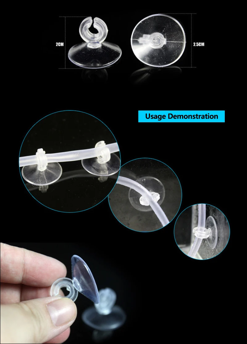 5pcs Aquarium Sucker Suction Cup For 4mm Air Line Pipe Tube Wire Holder Used Sucker For Glass Surface Fish Supplies