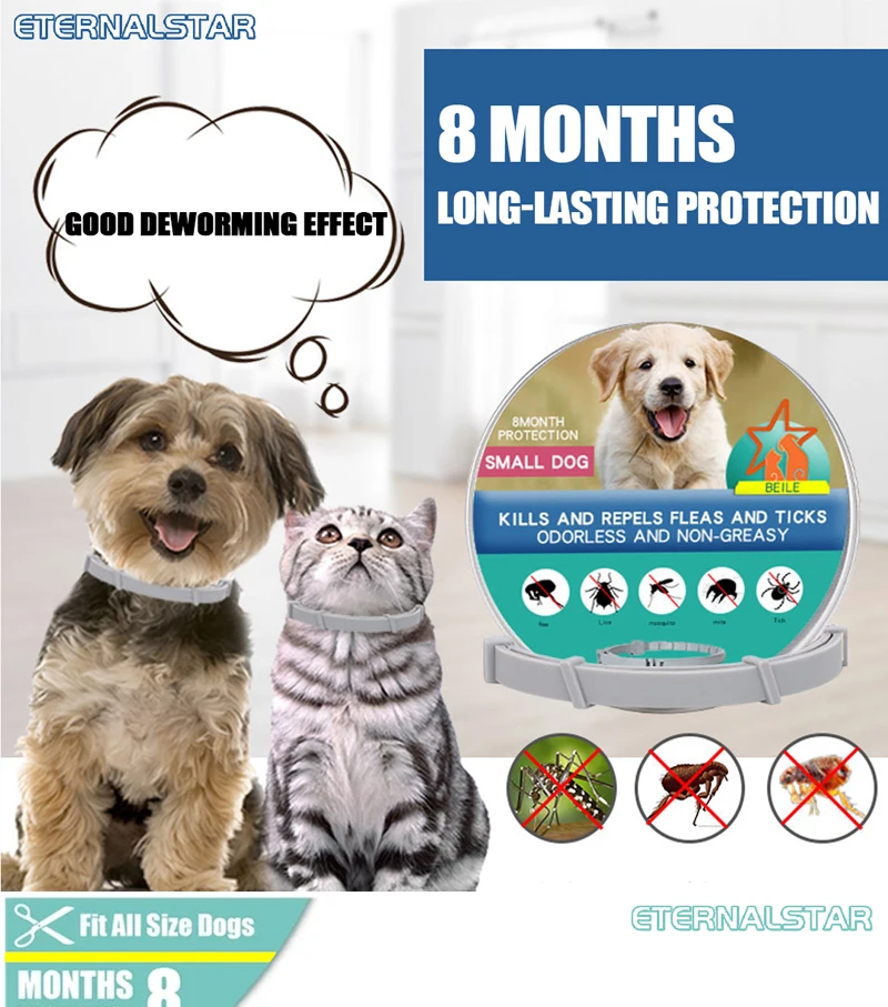 Dog Anti Flea And Tick Collars Pet 8 Month Protection Adjustable Collar For Large Dog Puppy Cat Leashes Dogs Accessories