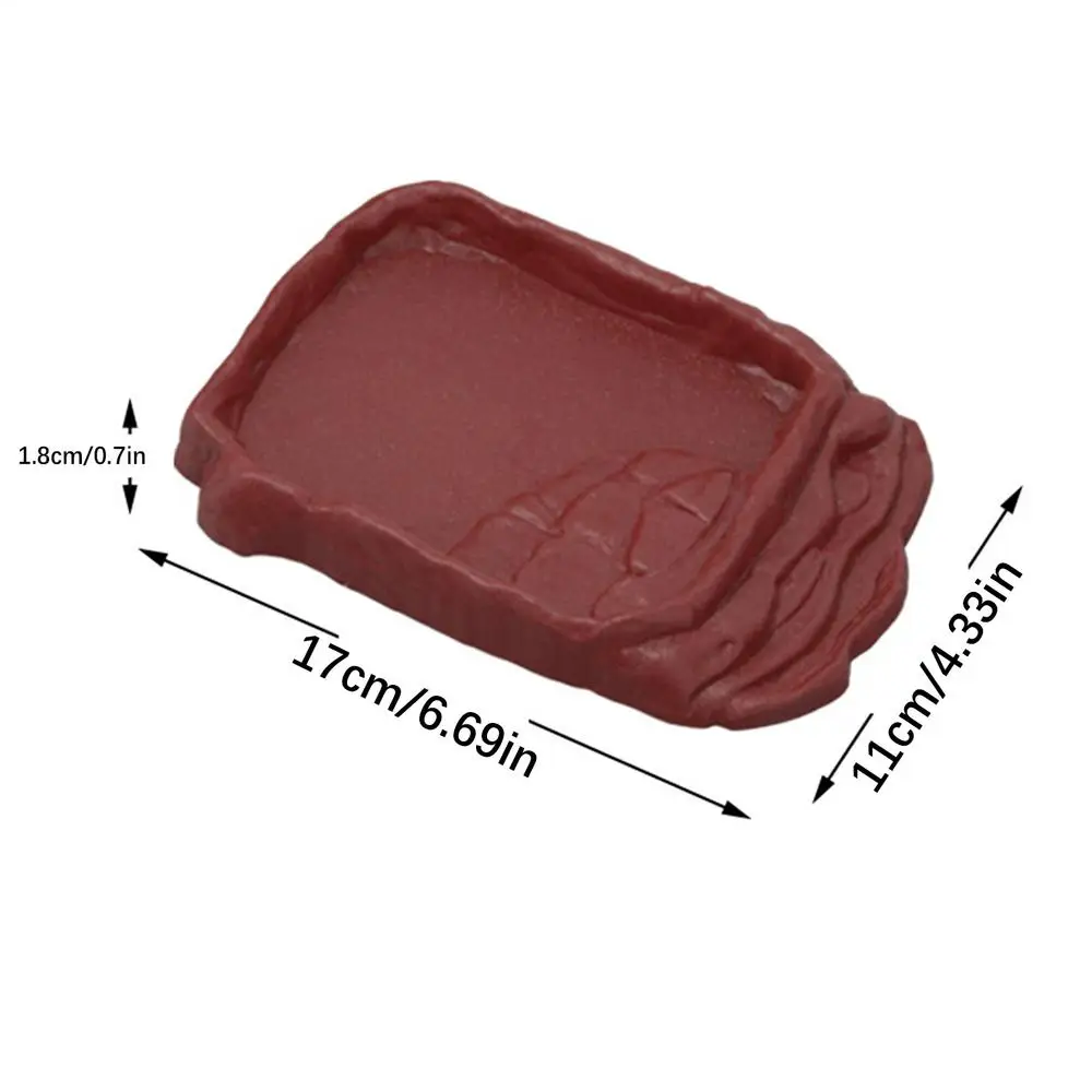 Turtle Water Dish With Anti-Slip Imitation Rock Ladders Food Water Bowl For Bearded Dragon Lizards Gecko Small Pet Supplies