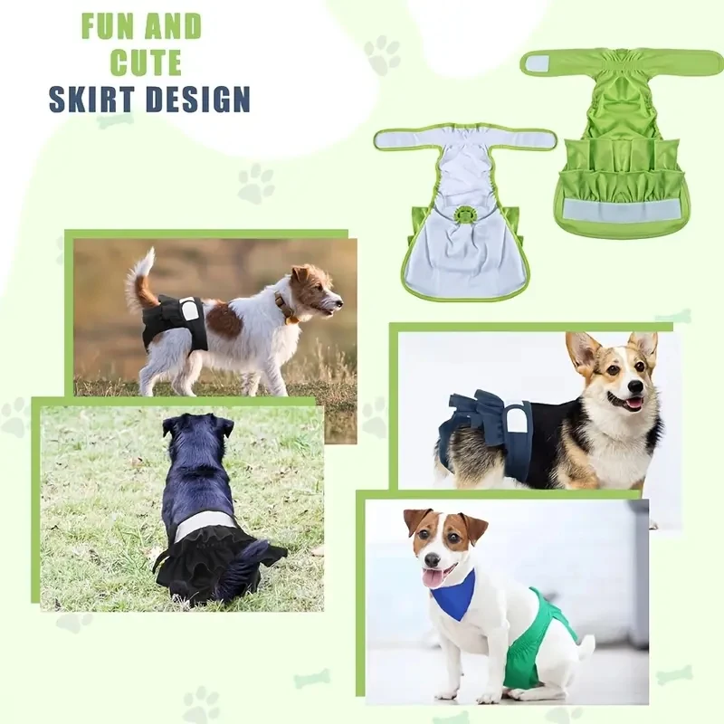 Adjustable Dog Diapers Female Reusable Washable Diapers Dog For Small Middle Solid Color Dog Dress Cutey Pet Supplies