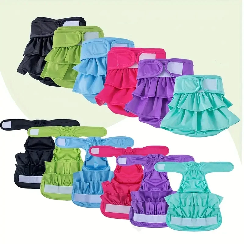 Adjustable Dog Diapers Female Reusable Washable Diapers Dog For Small Middle Solid Color Dog Dress Cutey Pet Supplies