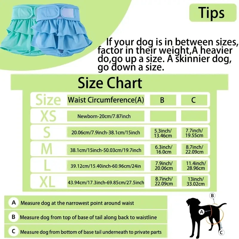 Adjustable Dog Diapers Female Reusable Washable Diapers Dog For Small Middle Solid Color Dog Dress Cutey Pet Supplies