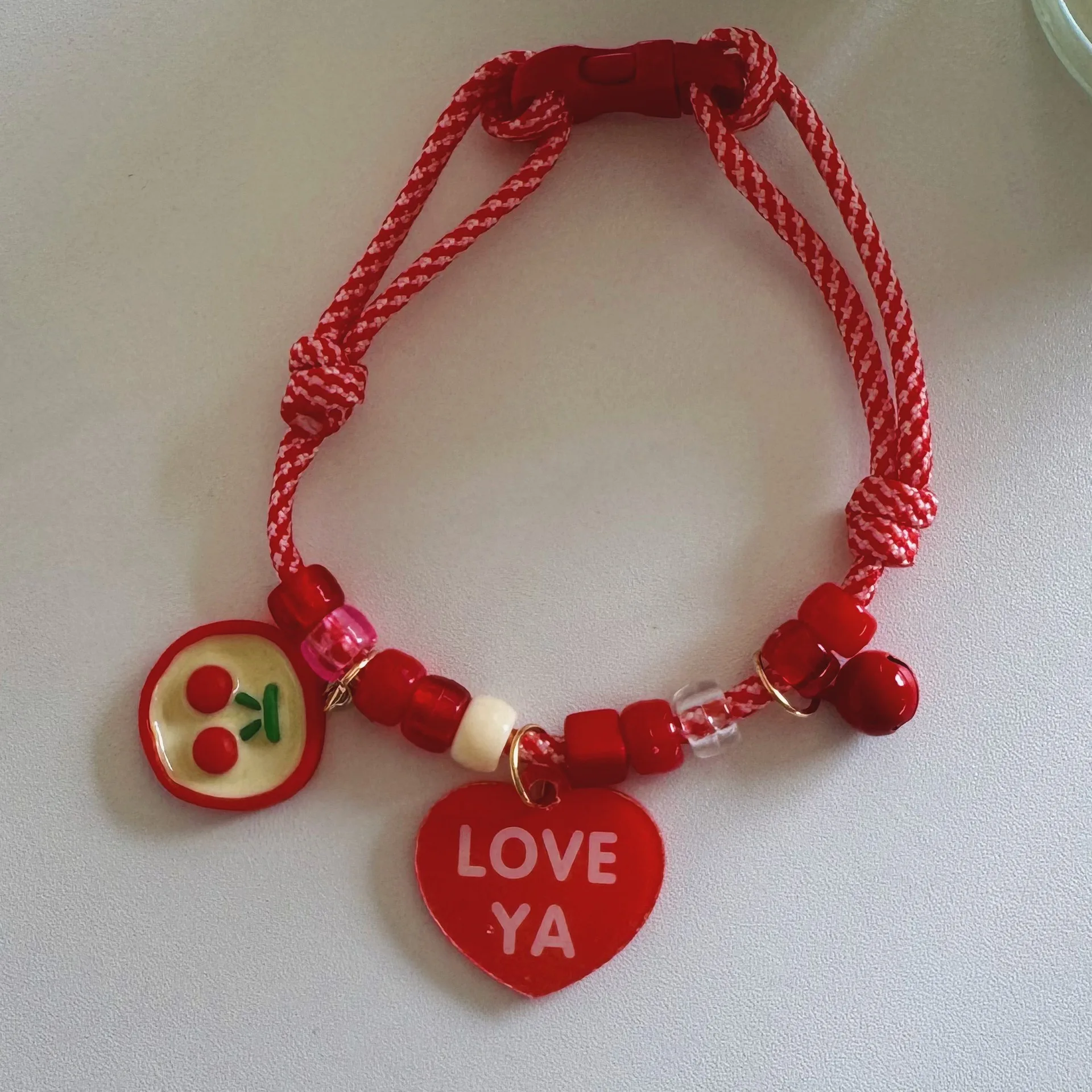 Pet Cat Dog Collar Color Contrasting Weaving Summer Freshness Adjustable Love Smiling Face Necklace Cat Breakaway Collar