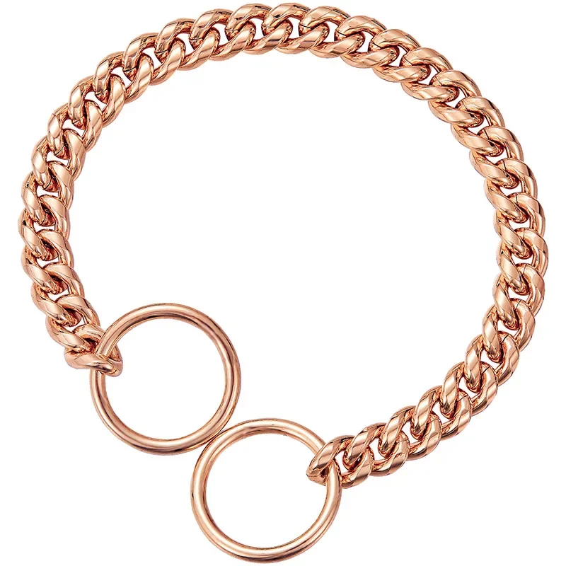 Golden Stainless Steel Dog Necklace P Chain Titanium Steel Dog Collar for All Stage Dog Breeds for Pet Training