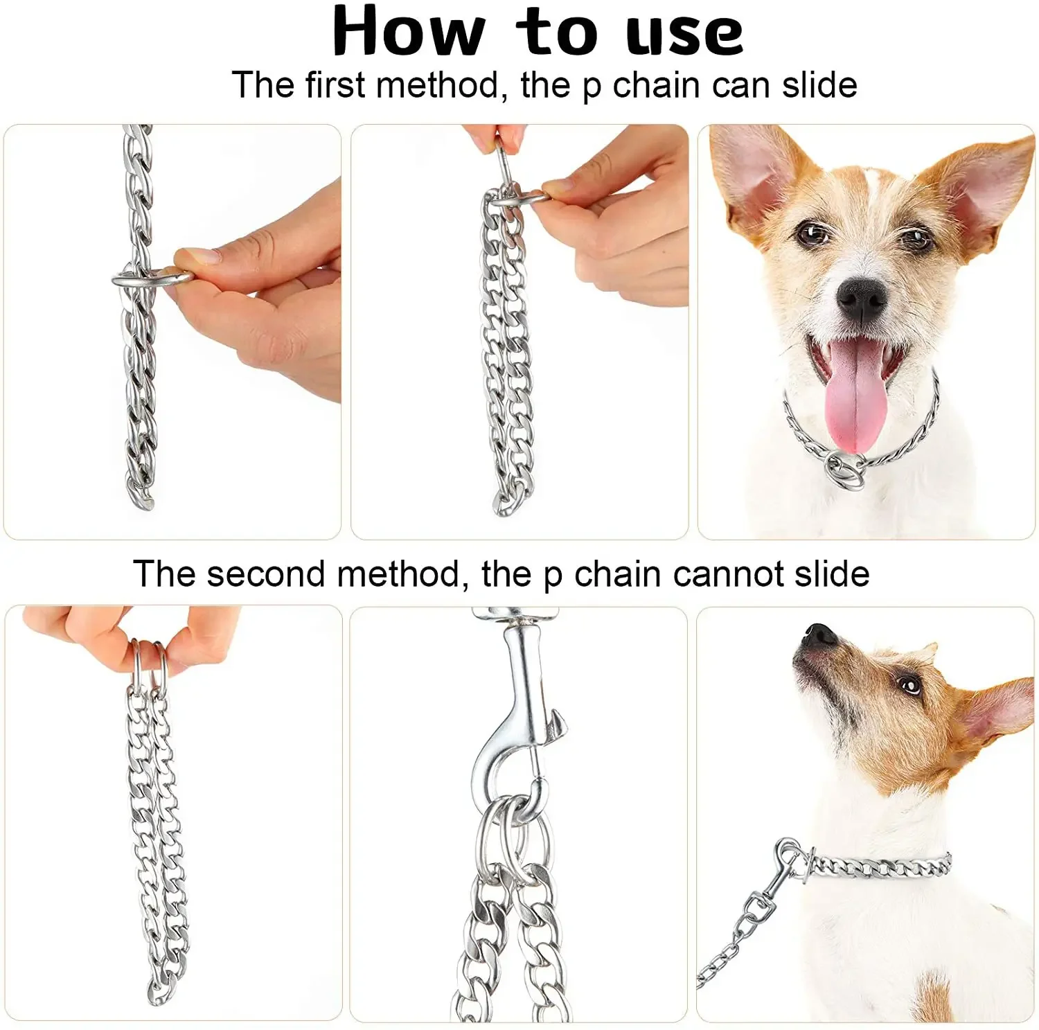 Golden Stainless Steel Dog Necklace P Chain Titanium Steel Dog Collar for All Stage Dog Breeds for Pet Training