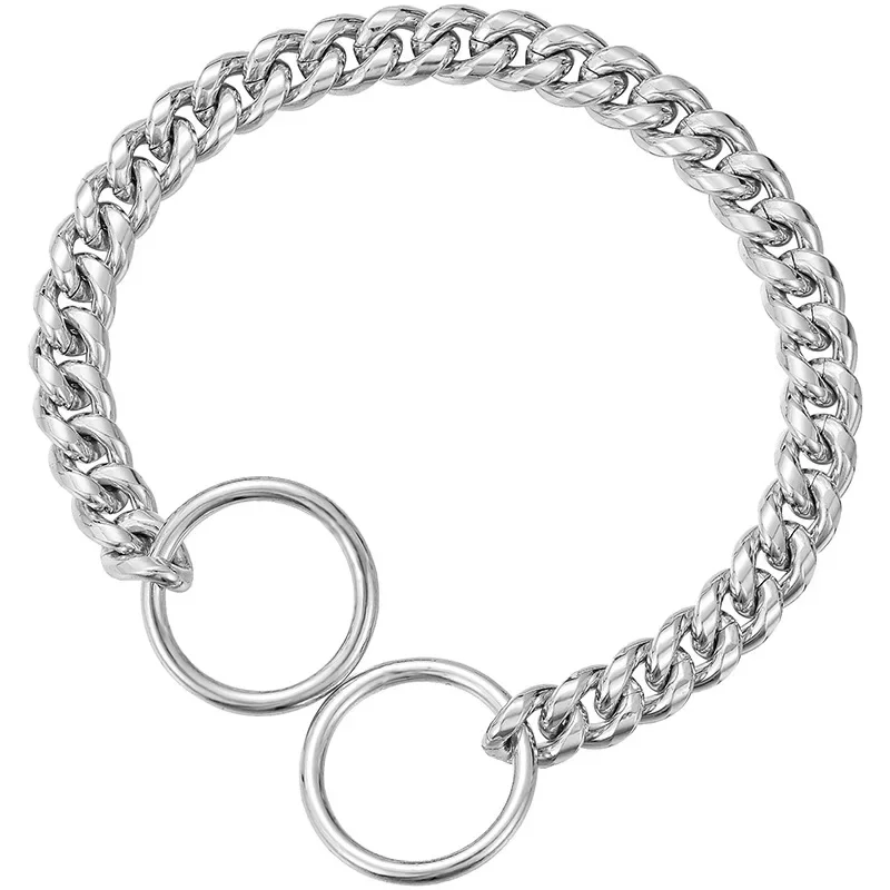 Golden Stainless Steel Dog Necklace P Chain Titanium Steel Dog Collar for All Stage Dog Breeds for Pet Training