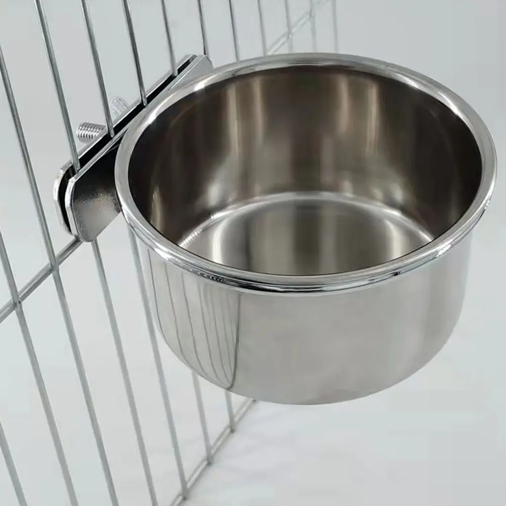 Pet Birds Hanging Cage Bowl Dish Cup Anti-turnover Stainless Steel Feeding Food Drinking Feeder for Parakeet Lovebird Finches