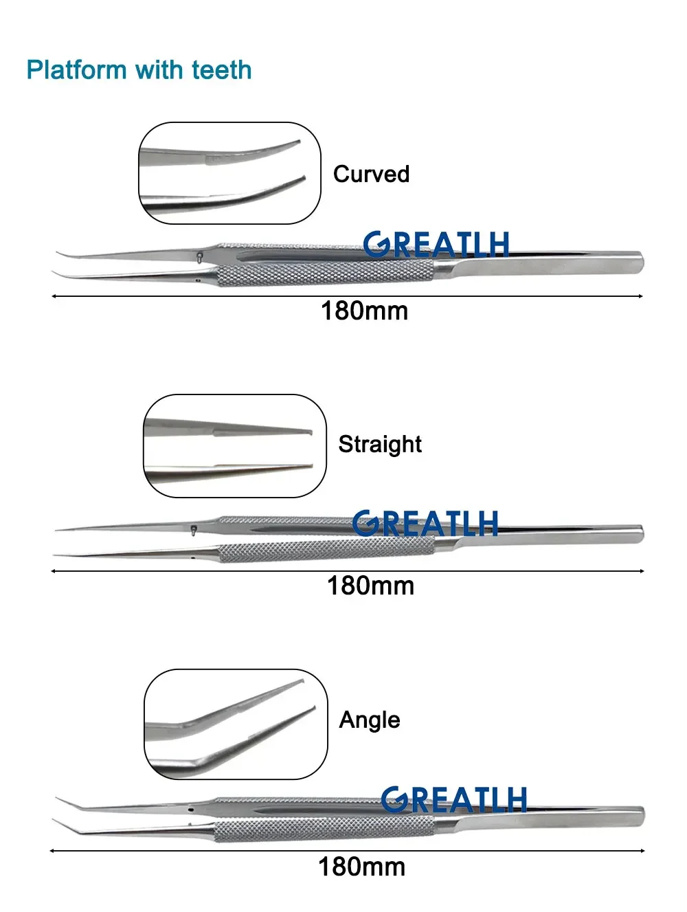 GREATLH Autoclavable Ophthalmic Microsurgical Forceps Tweezers 0.15mm 0.3mm Tip Stainless Steel Ophthalmic Micro Instruments