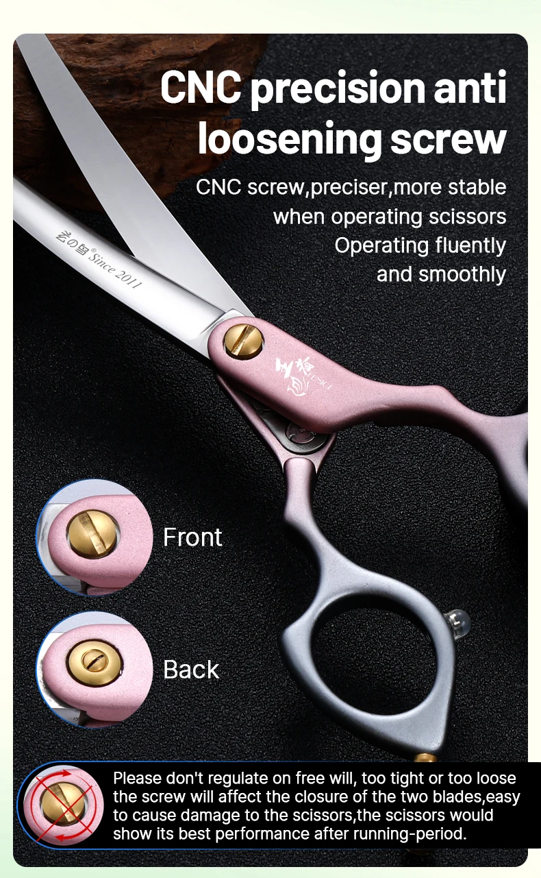 Fenice Advanced 6.5/7.0 Inch JPVG10 Steel Colorful Pet Dog Grooming Shears Cuting/Curved Scissors with High Quality Alloy Handle
