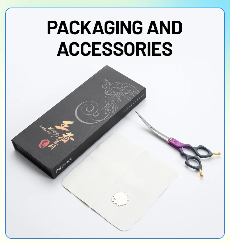 Fenice Advanced 6.5/7.0 Inch JPVG10 Steel Colorful Pet Dog Grooming Shears Cuting/Curved Scissors with High Quality Alloy Handle