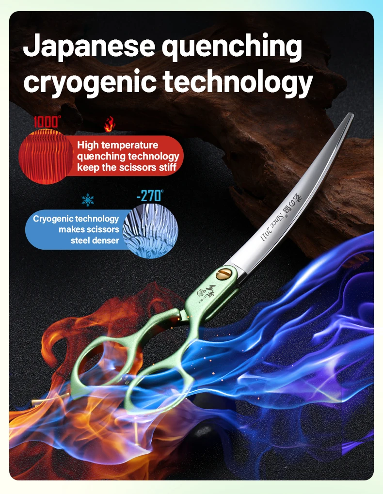 Fenice Advanced 6.5/7.0 Inch JPVG10 Steel Colorful Pet Dog Grooming Shears Cuting/Curved Scissors with High Quality Alloy Handle