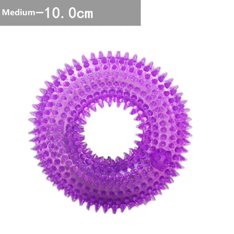 Dog Chew Toy Durable Squeaky Thorn Ring Interactive Sound Training Natural TPR Rubber Teeth Cleaning Grinding Non Toxic Puppy