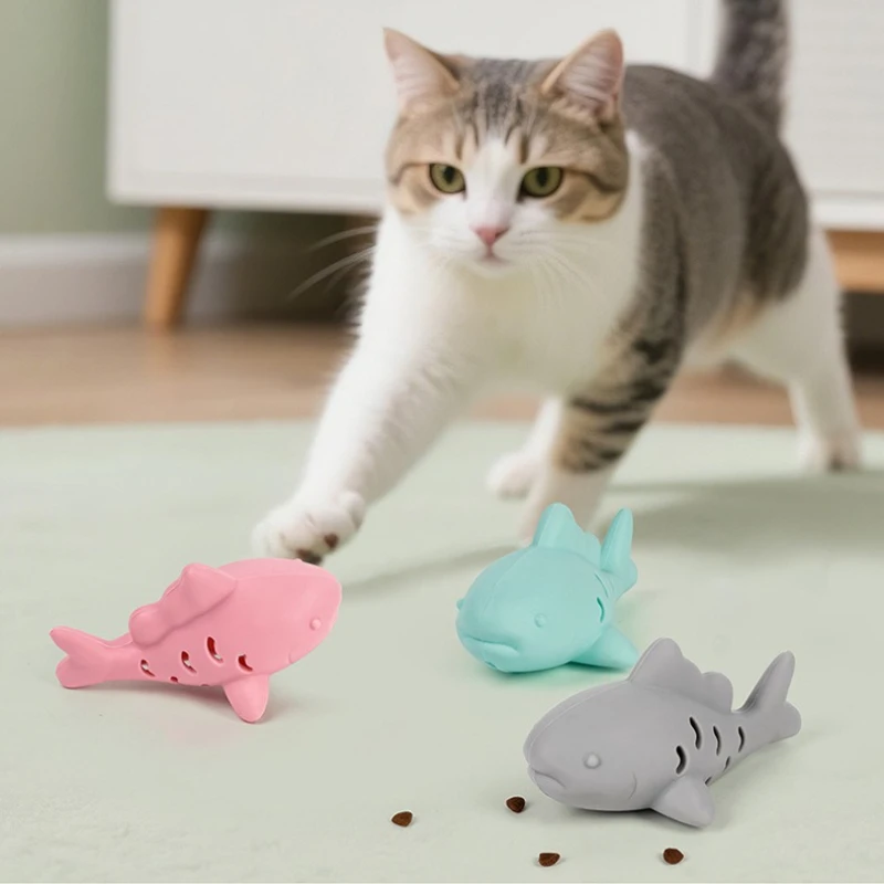 Cat Interactive Chew Toy Pet Food Leakage Simulated Fish Bite-resistant Kitten Toy Teeth Grinding Chewing Cat Toy Supplies