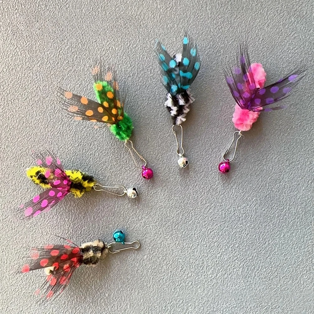 3pcs Cute Simulation Insect Cat Teaser Stick for Change Heads Cat Toys Feather Pet Toy Supplies