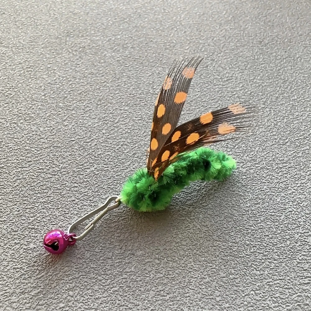 3pcs Cute Simulation Insect Cat Teaser Stick for Change Heads Cat Toys Feather Pet Toy Supplies