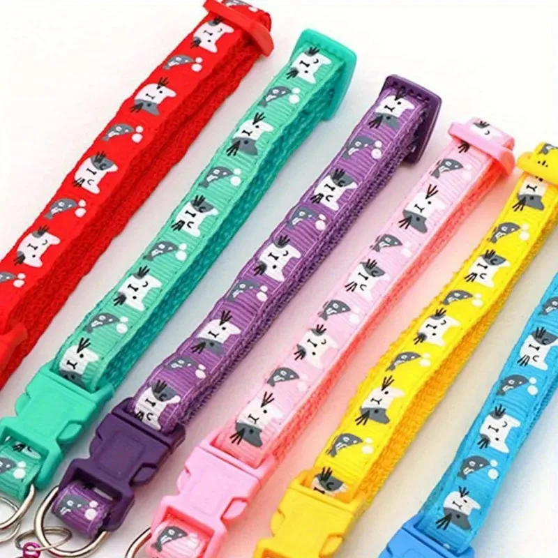 Personalized Cat Collar with Bell Buckle Customized Nametag Puppy Kitten Necklace Free Engraved Name ID Tag Nameplate