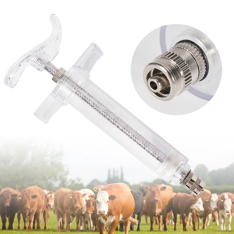 10/20/30/50ml Transparent Syringes Adjustable Dose with 10pcs 304 Stainless Steel Needle Farm Livestock Animal Dispensing Tools